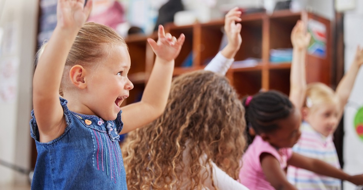 Preschoolers singing a song at Sunday school